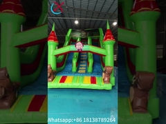 Slide secco gonfiabile in PVC di qualità commerciale con pilastro colorato gonfiabile doppio scivolo per bambini