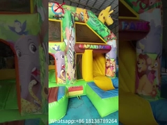 Piccola casa di rimbalzo al coperto con stampa completa giraffa cartone animato castello di animali con Silde Combo