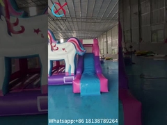 Castello gonfiabile unicorno cartone animato casa gonfiabile rimbalzo con scivolo casa salto per bambini