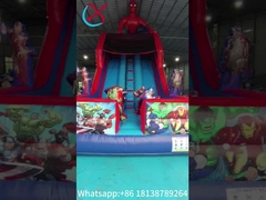 Slide gonfiabile a secco Spiderman Hero Cartoon Slide gonfiabile a doppio castello per bambini e adulti