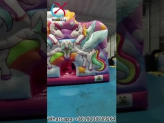 Nuovo design stampa digitale casa gonfiabile con diapositive unicorno castello gonfiabile salto