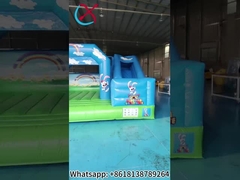 Casa gonfiabile in bambusa in PVC con scivolo Blu Sky Combo gonfiabile per esterni