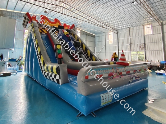 Stampa digitale a prova di fuoco Commerciale Slide gonfiabile Open Wheel Auto da corsa Slide gonfiabile Porter