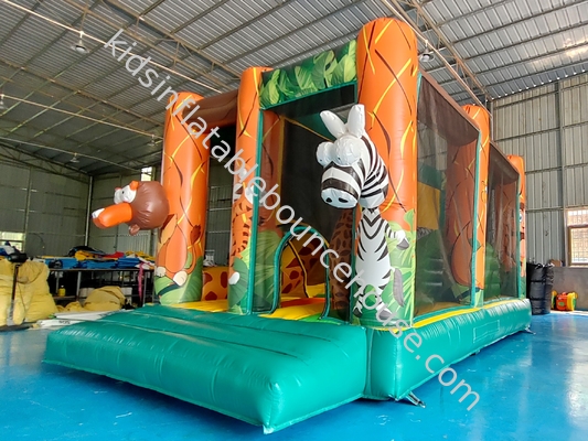 Personalizzazione popolare castello gonfiabile animali figure gonfiabile casetta da buttare con scivolo asciutto casa da saltare per evento