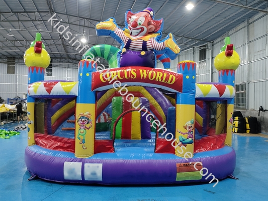 Nuovo design castello gonfiabile casa gonfiabile rimbalzo con scivoli clown circo combo gonfiabile per festa per bambini