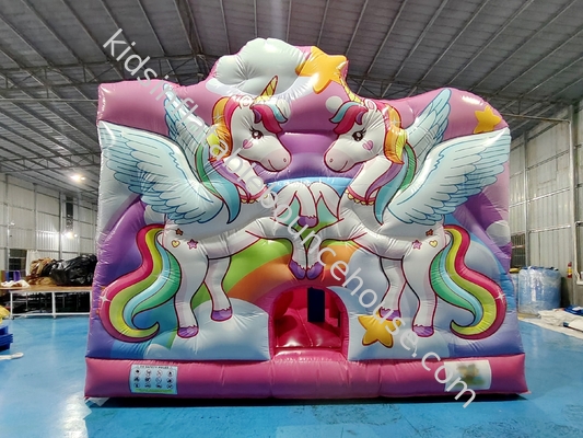 Nuovo design stampa digitale casa gonfiabile rimbalzo con diapositive unicorno castello gonfiabile salto per bambini