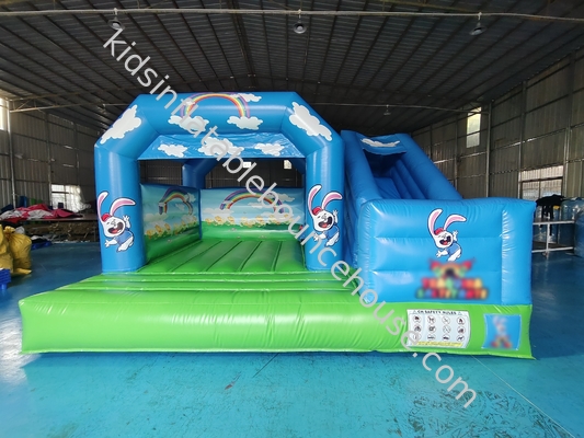 Casa gonfiabile in bambusa in PVC con scivolo Blu Sky Inflatabile Combo per bambini all'aperto all'interno