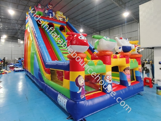 Slide gonfiabili in bambusa in PVC Commerciale Personaggi di cartoni animati Slide gonfiabili in acqua Castello per bambini e adulti