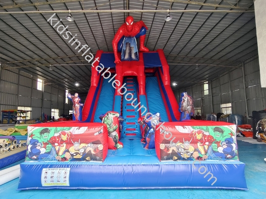 Commerciale gonfiabile doppio scivolo Spider-Man gonfiabile scivolo asciutto castello per bambini e adulti in vendita