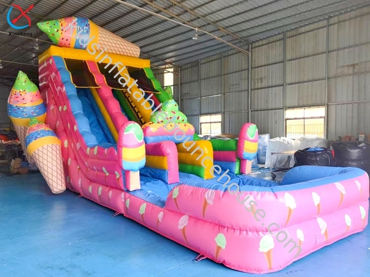 Slide gonfiabile di fabbrica colorato gelato gonfiabile doppio scivoli asciutti per bambini