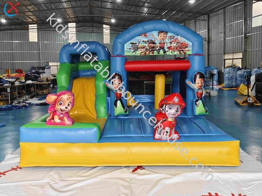 Popolare cartone animato casa gonfiabile con scivoli pattuglia gonfiabile combo per bambini
