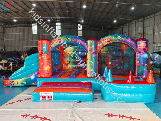 Castello gonfiabile commerciale con scivolo, castello gonfiabile colorato per bambini