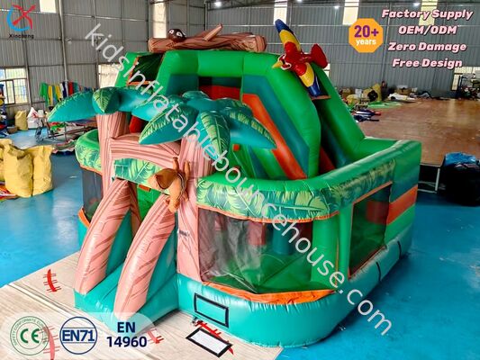 PVC Giungla Avventura Casa gonfiabile rimbalzata con scivolo Foresta pluviale Scimmia Palma Disegno Bambini Festa