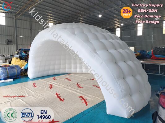 Tenda a cupola gonfiabile bianca personalizzata commerciale, tenda rifugio igloo gonfiabile per esterni