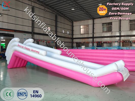 Slide d'acqua gonfiabile rosa per yacht Slide gonfiabile personalizzato per divertimento acquatico per yacht